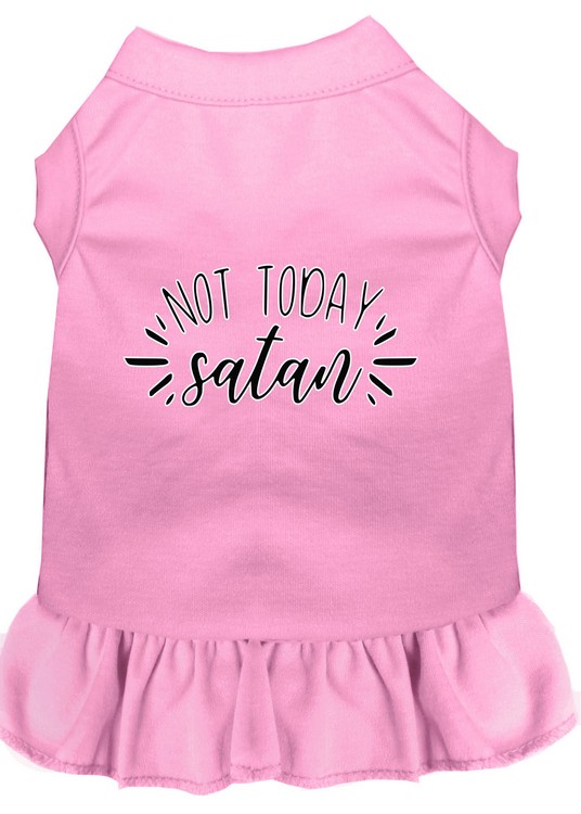 Not Today Satan Screen Print Dog Dress Light Pink Sm